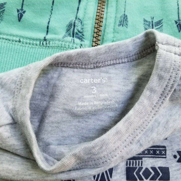 Carter's Baby Boy 3 Piece Hoodie Shirt Shorts 3 Months - Picture 5 of 7